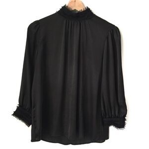Zara Black Satin Long Sleeve Blouse/ Top in XS
